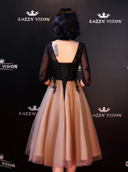 Two Tone Homecoming Dresses,Homecoming Dress with Sleeves,Knee Length Homecoming Dress,HC00037