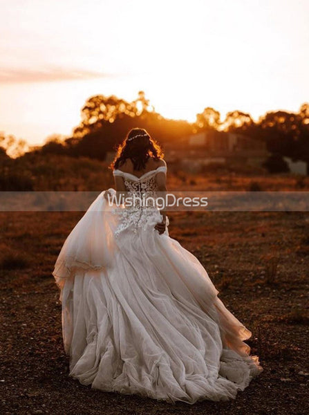 Princess Wedding Dresses,Ivory Wedding Dress,Bridal Dress Off the Shoulder,WD00075