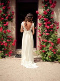 Lace Wedding Dresses,Wedding Dress with Sleeve,Open Back Bridal Dress,Romantic Bridal Dress,WD00161