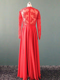 Red Wedding Dresses,Wedding Dress with Long Sleeves,Destination Wedding Dress,WD00202