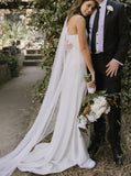 Simple Out Door Wedding Dresses,Column Bridal Dress with Sweep Train,WD00659