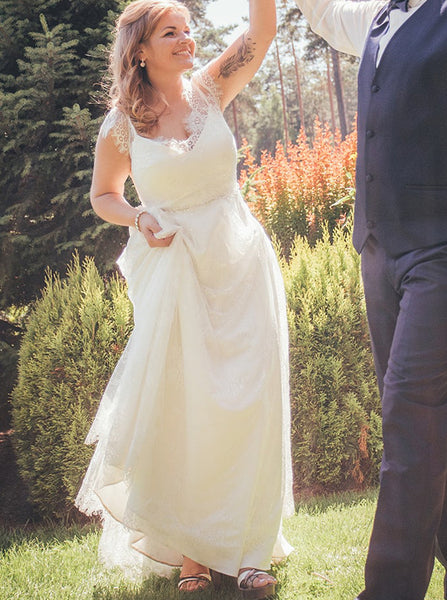 Plus Size Lace Wedding Dress,Casual Wedding Dresses,WD00682