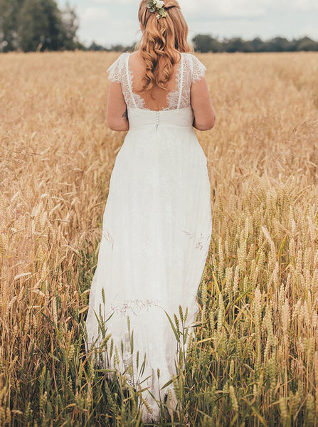 Plus Size Lace Wedding Dress,Casual Wedding Dresses,WD00682