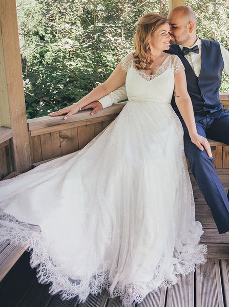 Plus Size Lace Wedding Dress,Casual Wedding Dresses,WD00682