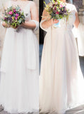Plunging Neckline Plus Size Wedding Dress,Tulle A-line Bridal Dress,WD00705