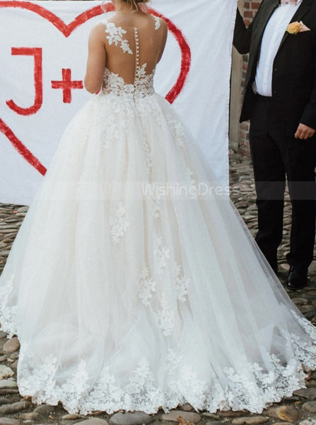 See Through Back Bridal Gown,Princess Bridal Dress,WD00756