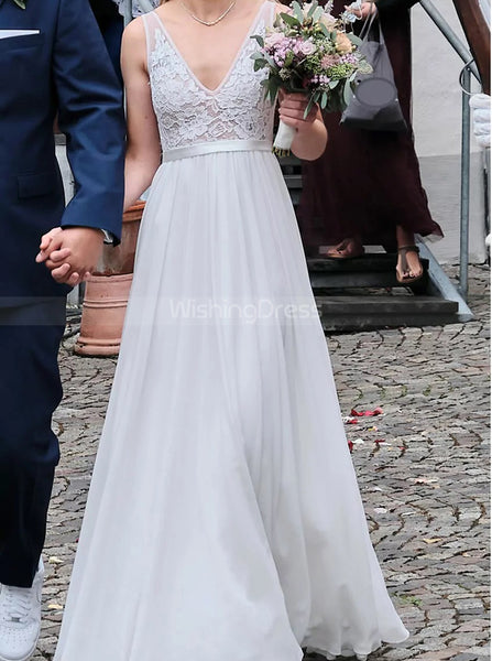 Beach Wedding Dress,Chiffon Destination Bridal Dress,WD00759