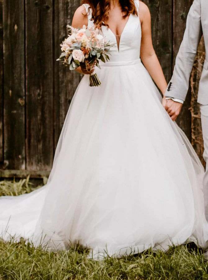 Casual Plunging Neck Bridal Dress,Outdoor Bridal Dress,WD00772 US8 / Custom Color(leaving a note)