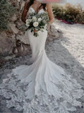 Lace Petal Train Wedding Dress,Fit and Flare Bridal Dress,WD00778