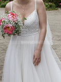 A-line Boho Wedding Dress,Spaghetti Straps Wedding Dress,WD00789