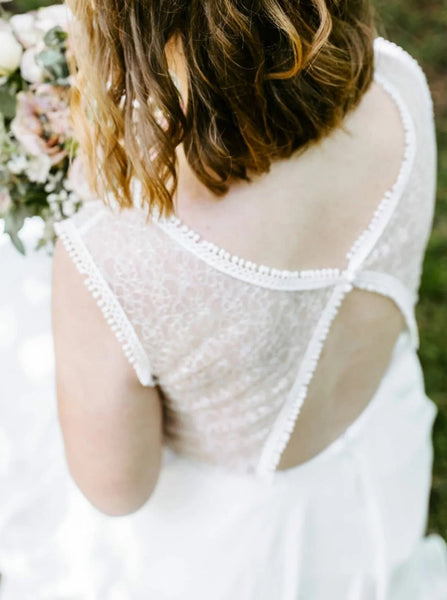 Lightweight Chiffon Bridal Dresses,Outdoor Spring Wedding Gown,WD00818