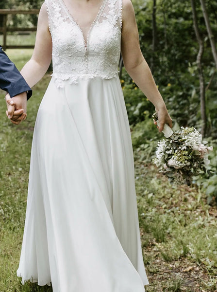 Lightweight Chiffon Bridal Dresses,Outdoor Spring Wedding Gown,WD00818
