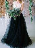 Two Piece Wedding Dresses,Black Bridal Dresses for Photo Shoot,WD00824