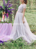 Mauve Destination Wedding Dresses,Scoop Neckline Casual Wedding Dress,WD00828