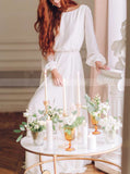 Simple Long Bishop Sleeves Wedding Dress, Destination Bridal Gown,WD00834