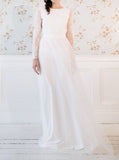 Simple Long Sleeves Bridal Dress,Floor Length Outdoor Wedding Dresses,WD00837