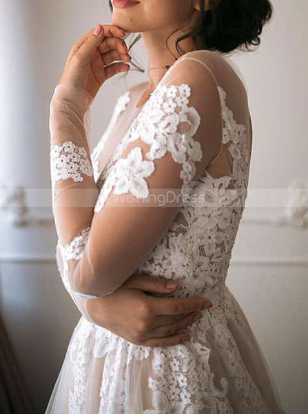 A-line Long Sleeve Wedding Dresses,Elegant Bridal Gowns,WD00844
