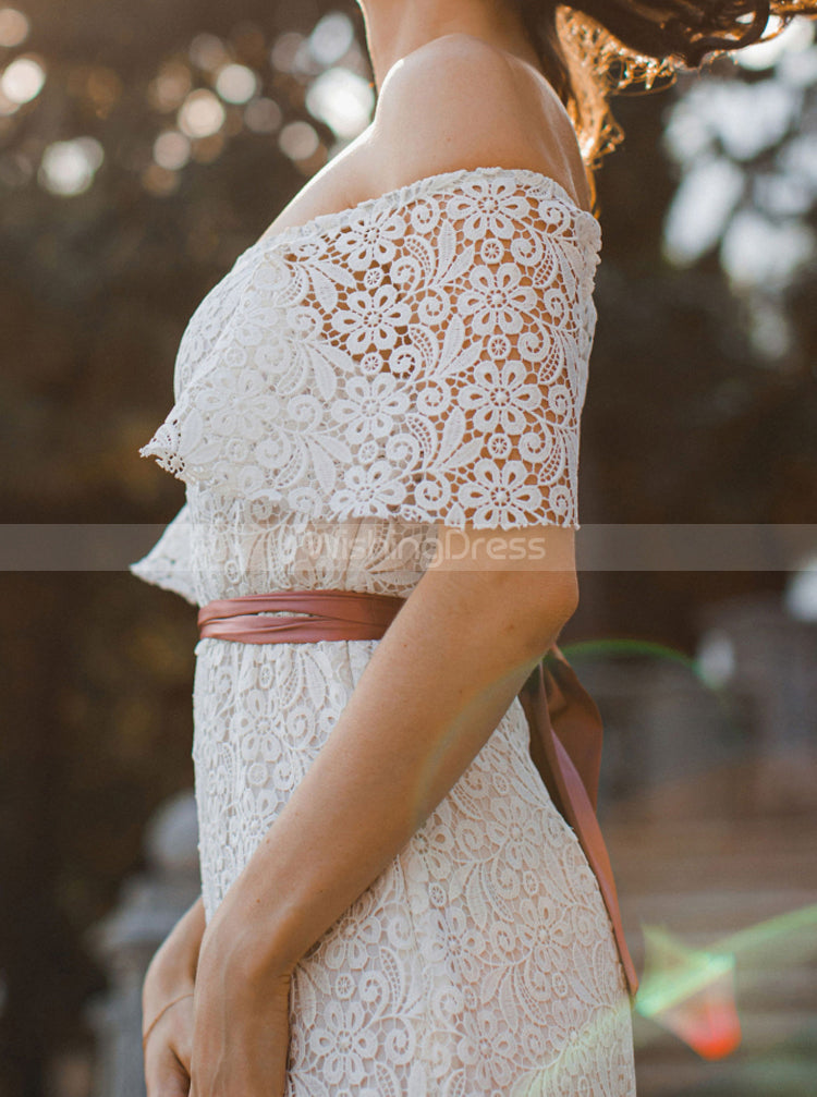 Lace Fit and Flare Wedding Dress,Off the Shoulder Wedding Reception Dr - Wishingdress Lace Fit and Flare Wedding Dress,Off the Shoulder Wedding Reception Dr - Wishingdress