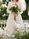 Vintage Tea Length Wedding Dress,Long Sleeve Bridal Dress,WD00850