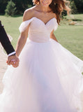 Off The Shoulder Wedding Dresses,Flounce Skirt Lace Up Back Bridal Dress,WD00851