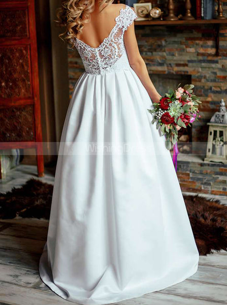 A-line Floor Length Wedding Dresses,Classic Wedding Dresses,WD00861
