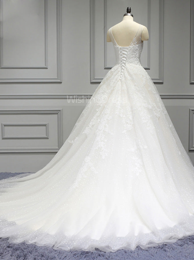 White Princess Wedding Dresses,Corset Bridal Gown,WD00394 US24W / Champagne