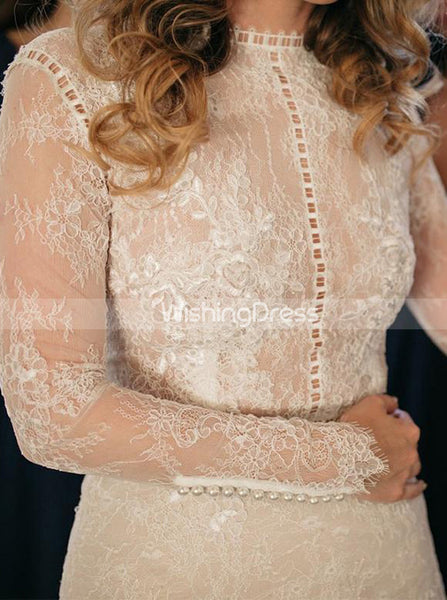 Ivory Lace Wedding Dress,Long Sleeves Wedding Dress,BD00168