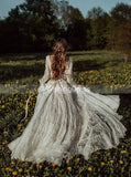 Long Sleeves Wedding Dresses,Lace Wedding Dress,Backless Bridal Dress,Boho Bridal Dress,WD00129