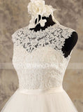 A-line Classic Wedding Dress,High Neck Wedding Dress,WD00580