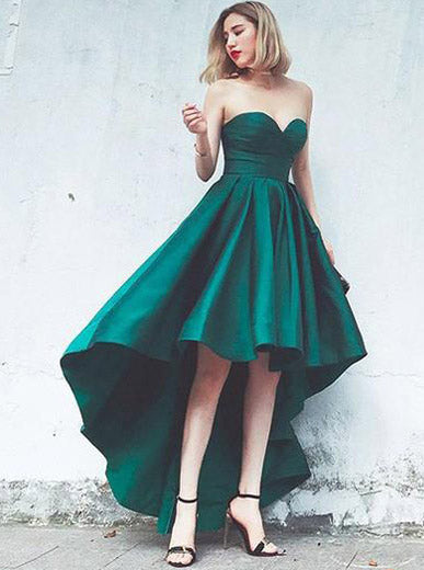 A-line Dark Green Homecoming Dresses,High Low Prom Dress,Sweetheart Homecoming Dress,HC00165