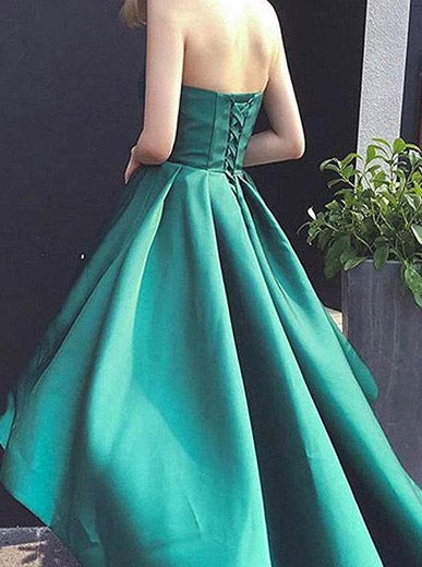 A-line Dark Green Homecoming Dresses,High Low Prom Dress,Sweetheart Homecoming Dress,HC00165