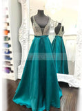 A-line Floor Length Prom Dress,Simple Prom Dress with Pockets,Satin Prom Dress PD00039