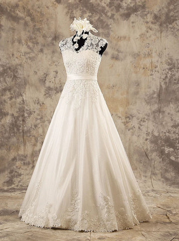 A-line Floor Length Wedding Dress,Classic Reception Wedding Gown,WD00578