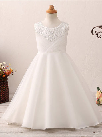 A-line Flower Girl Dresses,Full Length Flower Girl Dress,Lovely Flower Girl Dress,FD00056