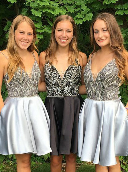 A-line Homecoming Dresses,Homecoming Dress with Pockets,Short Homecoming Dress,HC00106