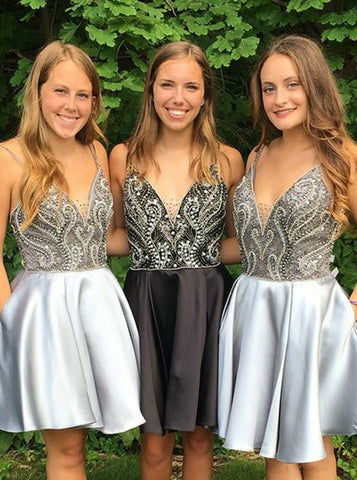 A-line Homecoming Dresses,Homecoming Dress with Pockets,Short Homecoming Dress,HC00106