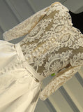 A-line Ivory Wedding Gown,Classic Bridal Dress with Sleeves,WD00376