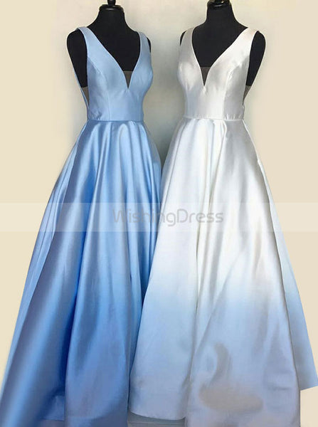 A Line Long Prom Dress,Satin V Neck Prom Dress,Modest Prom Dress PD00036