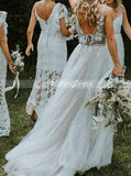 A-line Outdoor Wedding Dress,Boho Tulle Wedding Dress,WD00422