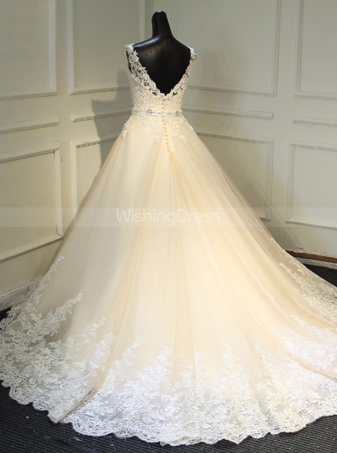 A-Line Princess Bridal Dresses,Classic Modest Wedding Gown,WD00384, US2 / Champagne A-Line Princess Bridal Dresses,Classic Modest Wedding Gown,WD00384, US2 / Champagne