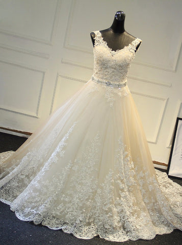 A-line Princess Bridal Dresses,Classic Modest Wedding Gown,WD00384