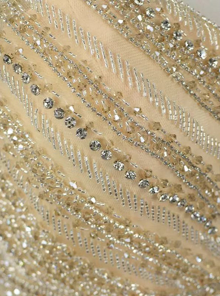 A-line Prom Dress with Beaded Bodice,Satin Evening Dress,PD00382