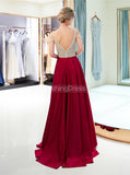 A-line Prom Dress with Beaded Bodice,Satin Evening Dress,PD00382
