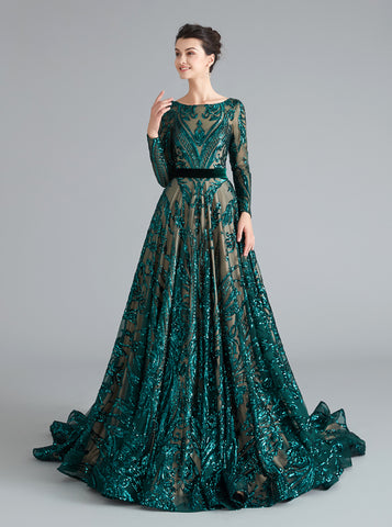 A-line Prom Dresses with Long Sleeves,Sequined Homecoming Dress,HC00203
