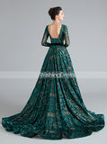 A-line Prom Dresses with Long Sleeves,Sequined Homecoming Dress,HC00203