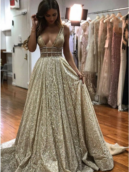 A-line Sparkly Prom Dress,Sexy Long Pageant Dress,PD00402