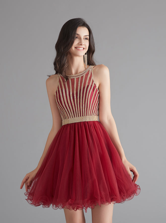 A-line Tulle Homecoming Dresses for Teens,Graduation Dress Short,HC001