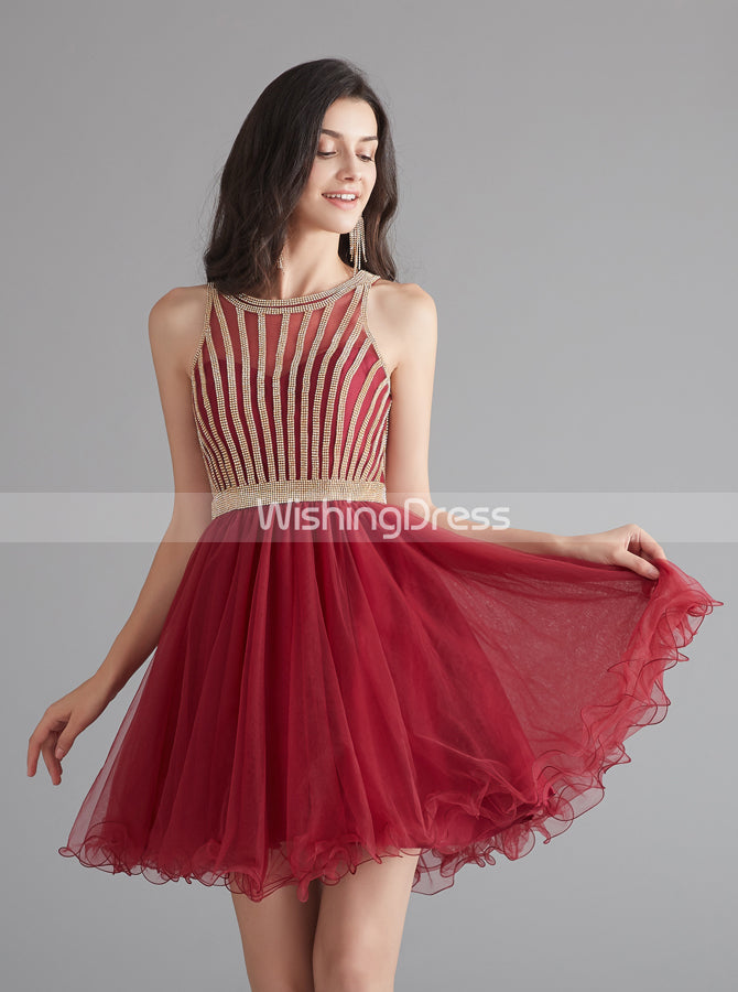 A-line Tulle Homecoming Dresses for Teens,Graduation Dress Short,HC001 - Wishingdress A-line Tulle Homecoming Dresses for Teens,Graduation Dress Short,HC001 - Wishingdress