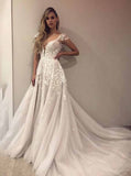 A-line Tulle Wedding Dresses,Open Back Wedding Dress,WD00607