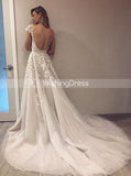 A-line Tulle Wedding Dresses,Open Back Wedding Dress,WD00607
